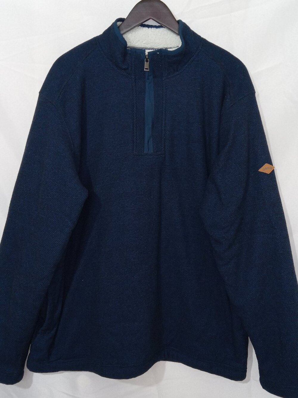 Orvis Men's XLT Sherpa Fleece Lined Quarter Zip Pullover Sweater Blue